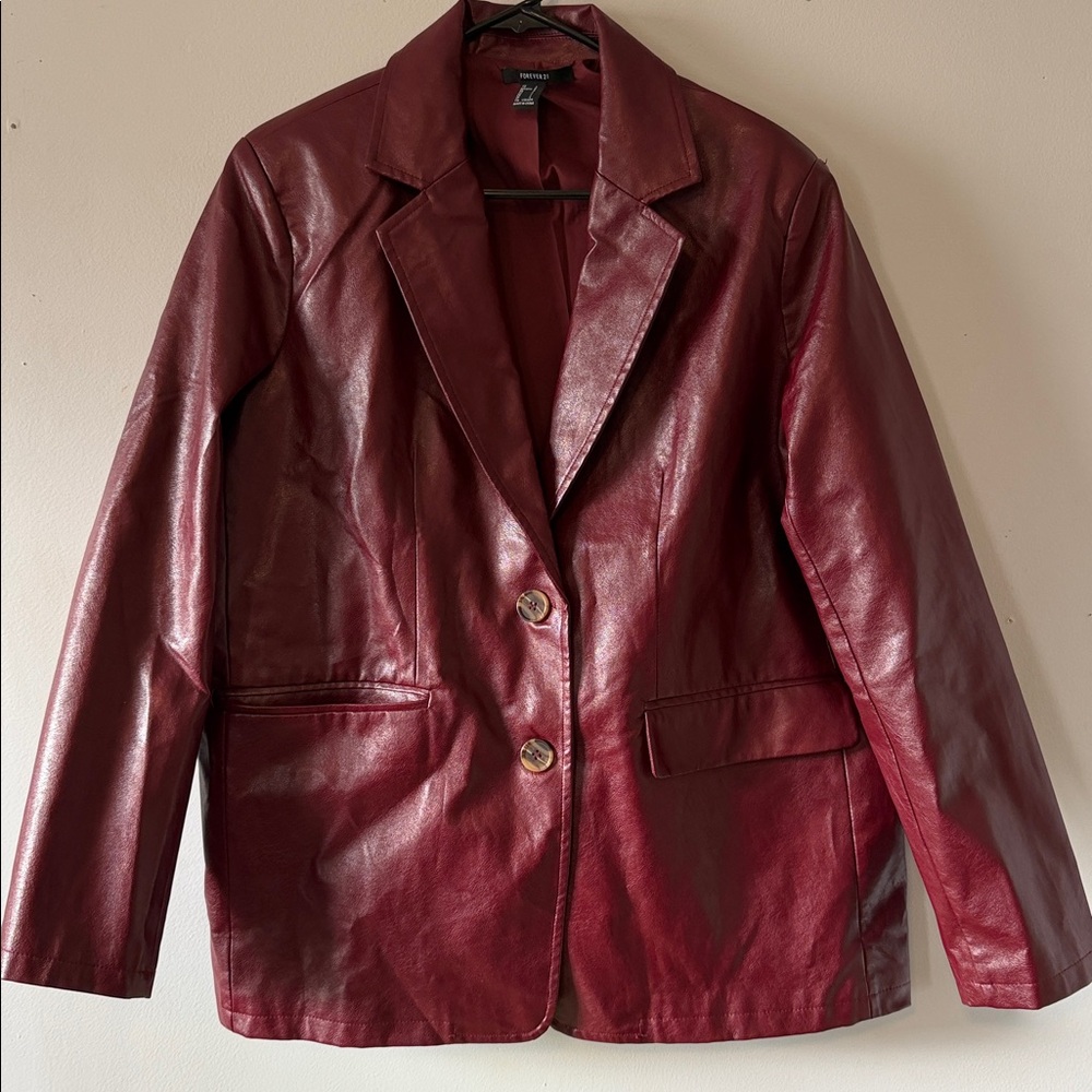 Forever 21 Burgundy Leather Blazer